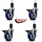 Service Caster 4'' Blue Poly Swivel 1-5/8'' Expanding Stem Caster Set with Brake, 4PK SCC-EX20S414-PPUB-BLUE-PLB-158-4 - alternate 4